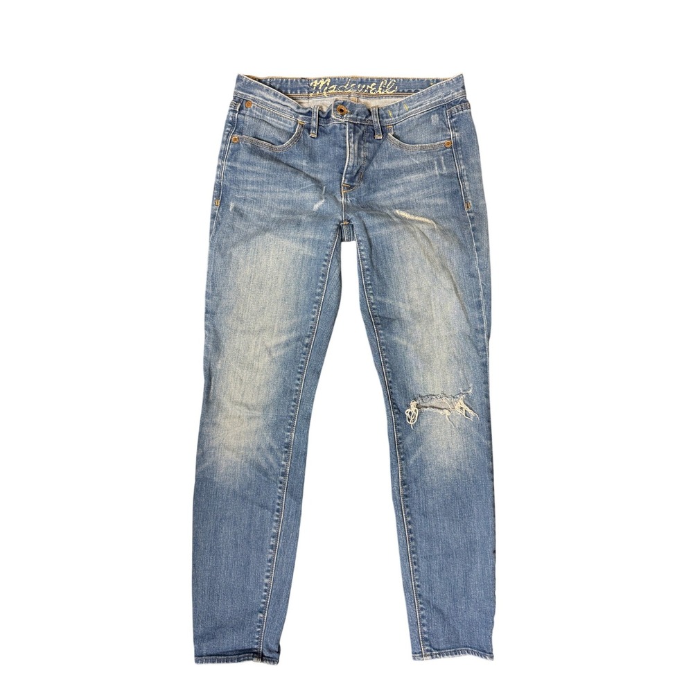Madewell Jeans 26 Skinny Skinny Medium Wash Distressed Ripped Knee 37 Vintage
